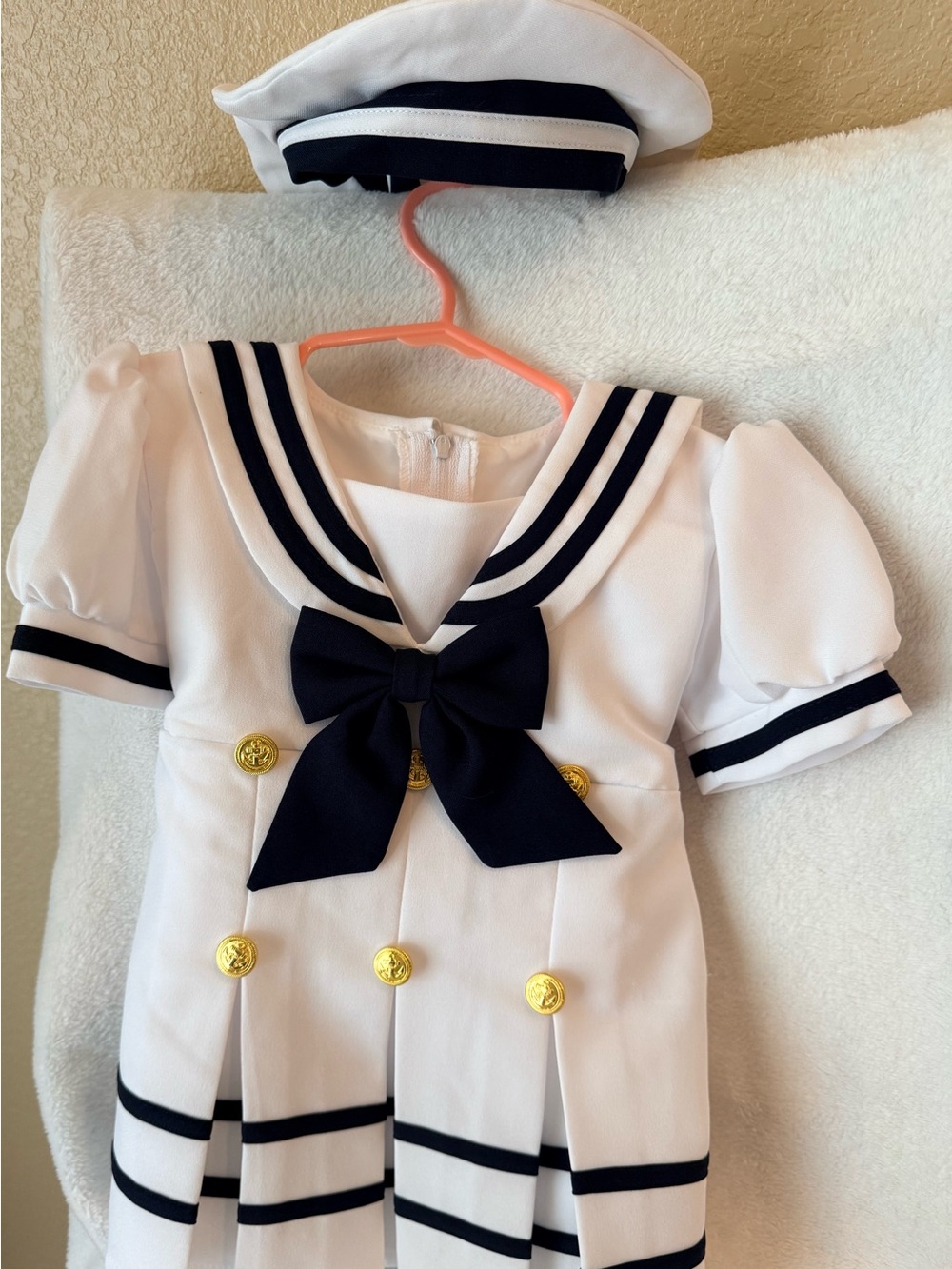 Navy & White Sailor Dress with Bow